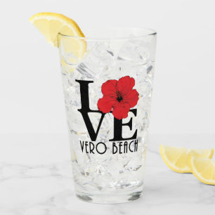 LIEBE Vero Beach Red Hibiskus Glas