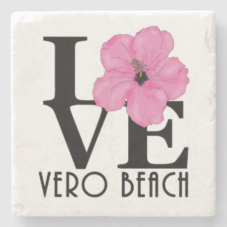 LIEBE Vero Beach Rosa Hibiskus Steinuntersetzer