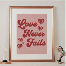 Liebe Versage nie - 1 Cor 13:8 Wall ArT Poster