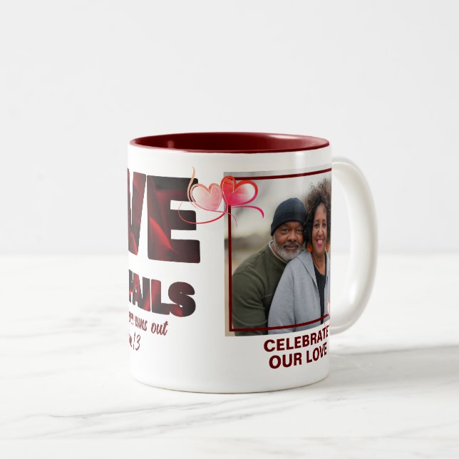 LIEBE VERSAGE NIE Christliches Foto Zweifarbige Tasse (VorderseiteRechts)