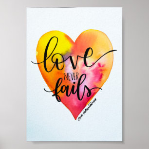 Liebe versage nie - Handgeschriebene Aquarellkunst Poster