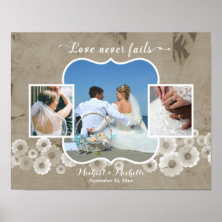 Liebe Versage nie Hochzeitsfoto-Collage-Poster Poster