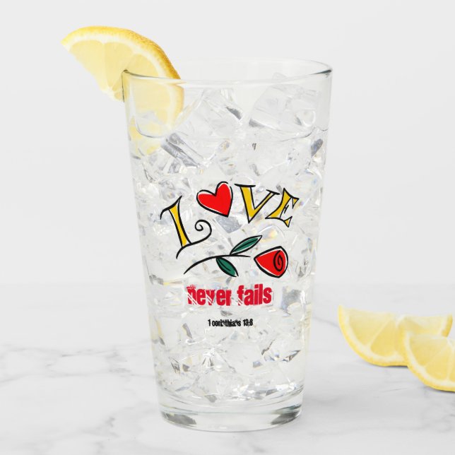 Liebe versage nie mit Namen oder Initialen anpasse Glas (Vorderseite Ice)