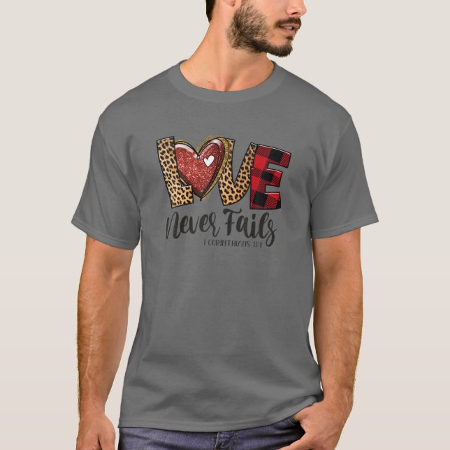 Liebe Versage nie Rainbow Leopard Christlich Valen T-Shirt (Vorderseite)