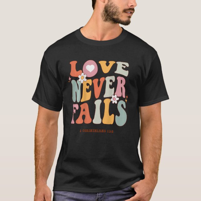 Liebe Versage nie Retro-Positivitätssatz Preppy Ba T-Shirt (Vorderseite)