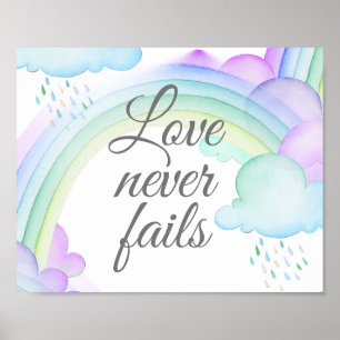 Liebe Versage nie Watercolor-Rainbow-Mauer Poster