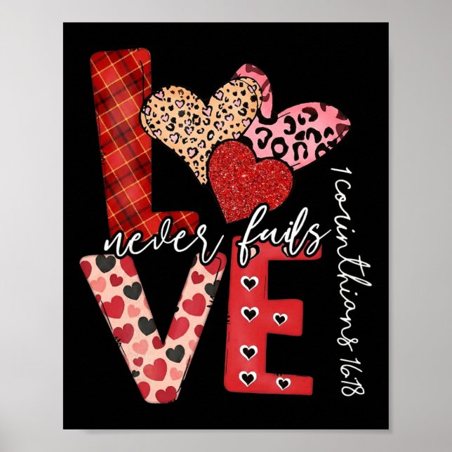 Liebe versagt nie, Christliche Frauen Valentinstag Poster (Vorne)