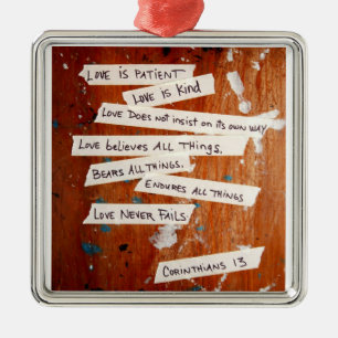 Liebe versagt nie silbernes ornament