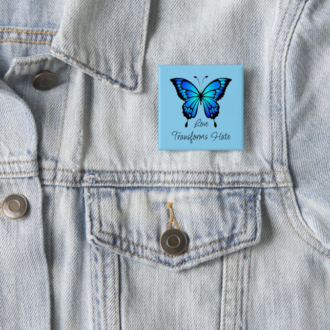 Liebe verwandelt Hate Butterfly Button (Beispiel)