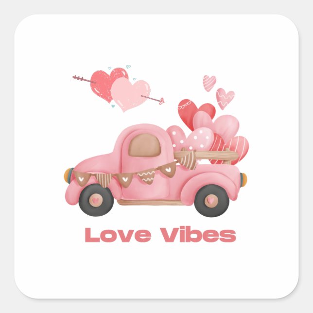 Liebe vibes , Valentinstag 2023 Quadratischer Aufkleber (Vorderseite)