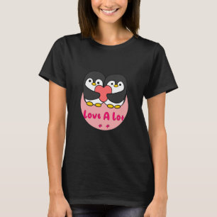 Liebe viel Kawaii niedliche Pinguine mit rotem Her T-Shirt