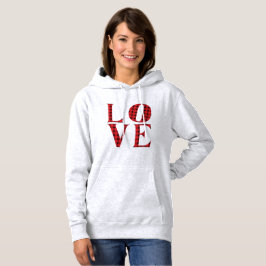 LIEBE vier Buchstaben rustikale rote Büffel karier Hoodie