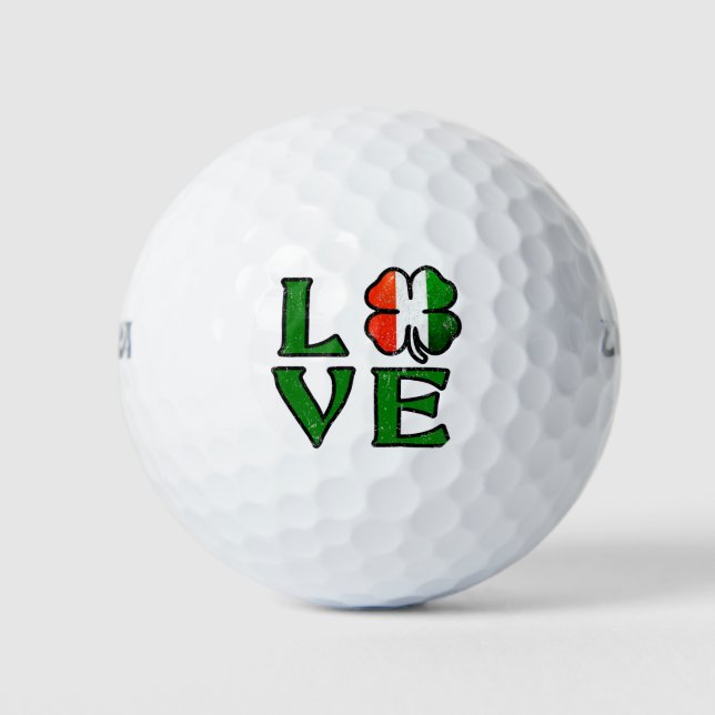 Liebe Vierblättriges Kleeblatt Irish Flag St. Patr Golfball (Vorderseite)
