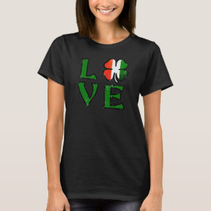 Liebe Vierblättriges Kleeblatt Irish Flag St. Patr T-Shirt