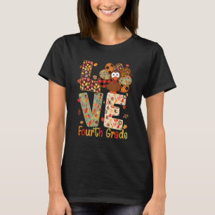Liebe Vierte Klasse Türkei Leopard Happy Thanksgiv T-Shirt