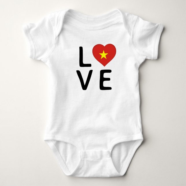 Liebe - Vietnam-Flagge Baby Strampler (Vorderseite)
