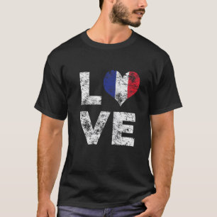 Liebe Vintage Frankreich Flagge T-Shirt