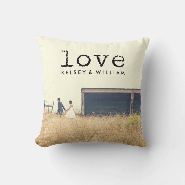 Liebe Vintage Schreibmaschine Schriftart Typografi Kissen (Vorderseite)