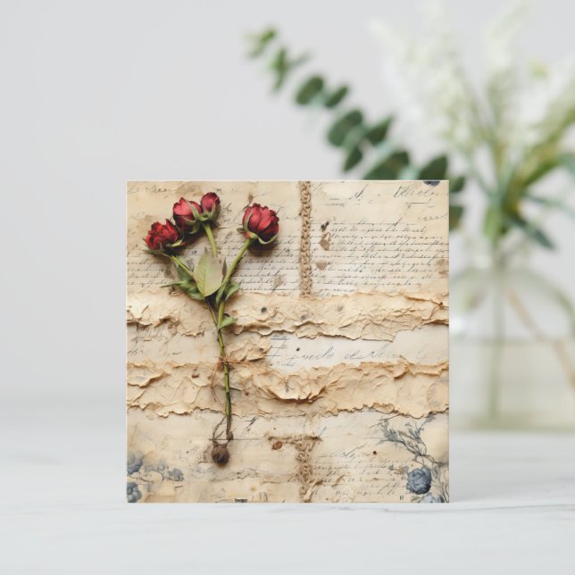 Liebe Vintager Dokumente mit Blume (2) (Stehend Vorderseite)