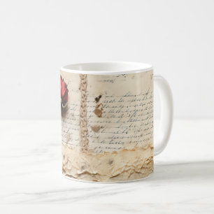 Liebe Vintager Dokumente mit Blume (2) Kaffeetasse