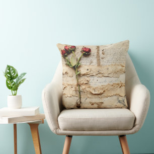 Liebe Vintager Dokumente mit Blume (2) Kissen