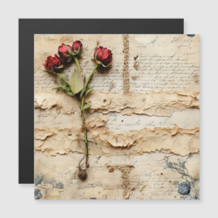 Liebe Vintager Dokumente mit Blume (2) Magnetkarte