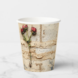 Liebe Vintager Dokumente mit Blume (2) Pappbecher