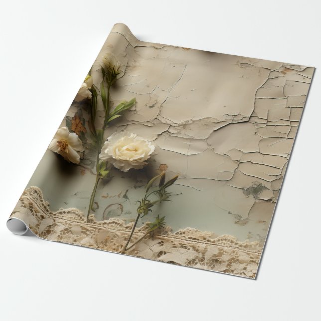 Liebe Vintager Dokumente mit Blume (3) Geschenkpapier (Ungerollt)