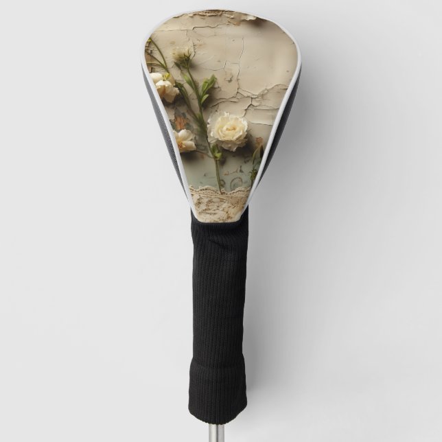 Liebe Vintager Dokumente mit Blume (3) Golf Headcover (Vorderseite)