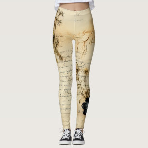 Liebe Vintager Dokumente mit Blume (5) Leggings