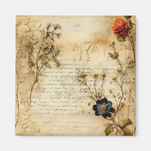 Liebe Vintager Dokumente mit Blume (5) Magnet