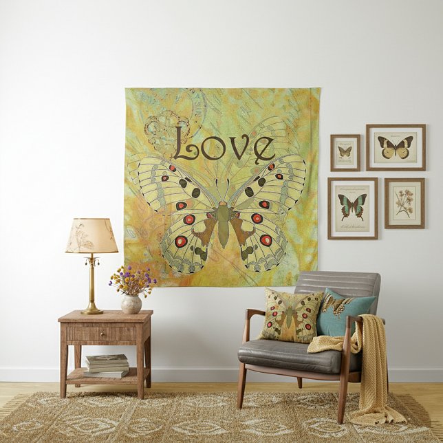Liebe Vintager Schmetterling Wandteppich (Von Creator hochgeladen)