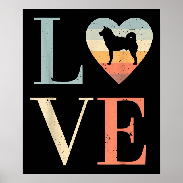 Liebe Vintages sibirisches Husky-Geschenk | Valent Poster (Vorne)