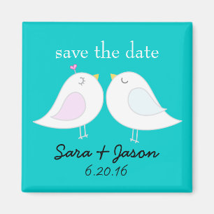 Liebe-Vogel-Aqua-Save the Date Magnet