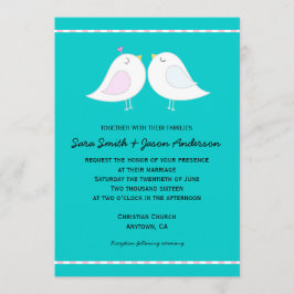 Liebe Vögel auf Aqua Hintergrund Hochzeit Einladun Einladung