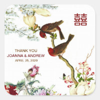 Liebe Vögel & Blume Chinesische Hochzeit Danke ©