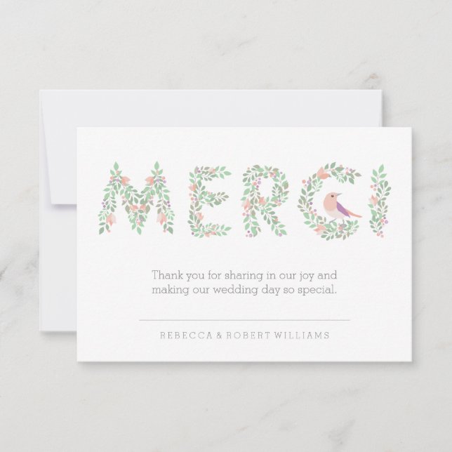 Liebe Vögel & Briefe Merci Dankeskarte (Vorderseite)