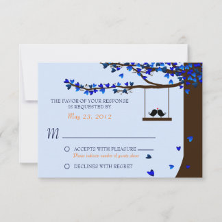 Liebe Vögel Falling Hearts Blue UAWG RSVP Karte