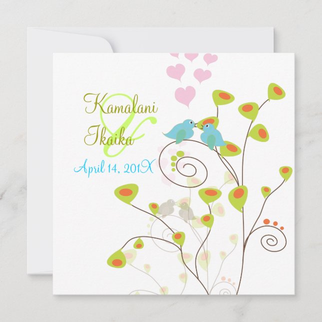 Liebe Vögel, fügen Sie Ihren Hintergrund. Einladung (Vorderseite)