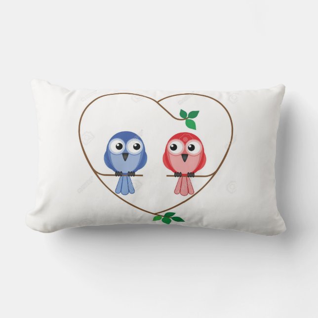 LIEBE VÖGEL FÜR DIE "NEWLYWEDS" PILLOW ADS NAMES LENDENKISSEN (Vorderseite)