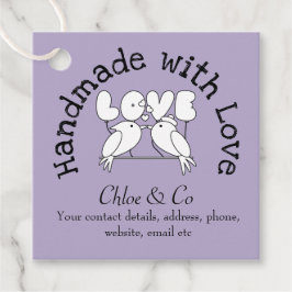 Liebe Vögel Handmade mit Liebe Danke Geschenkanhänger