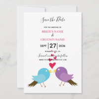 Liebe Vögel & Herz Hochzeit retten Datum