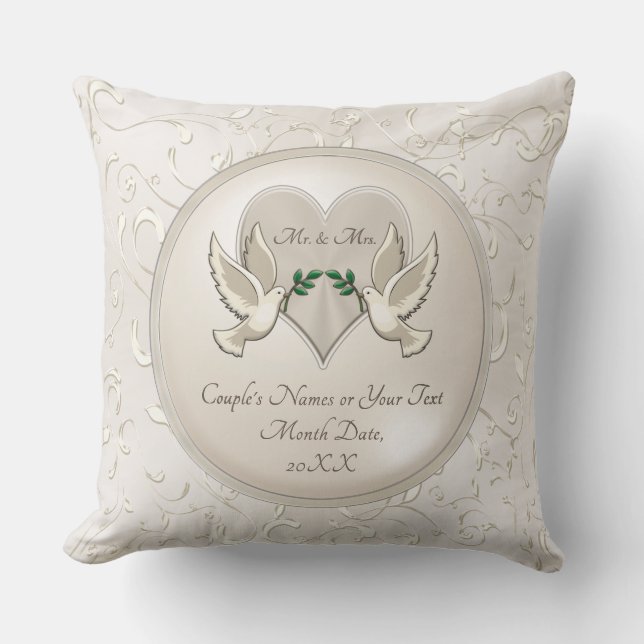Liebe Vögel Herz Personalisiert Mr. und Mrs. Pillo Kissen (Vorderseite)
