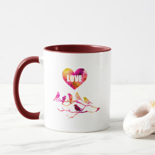Liebe Vögel Herz Tasse