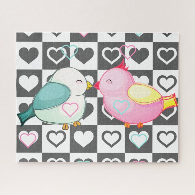 Liebe Vogel Jigsaw Puzzle mit Herz (Horizontal)