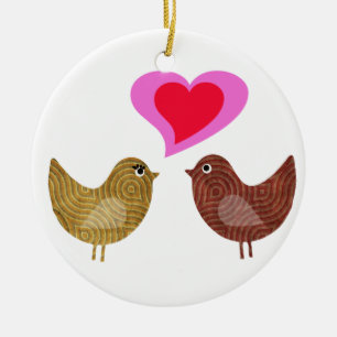 Liebe-Vögel Keramik Ornament