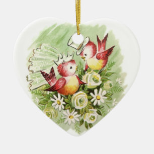 Liebe-Vögel Keramik Ornament