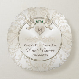 Liebe-Vogel-Monogramm-personalisierte Rundes Kissen