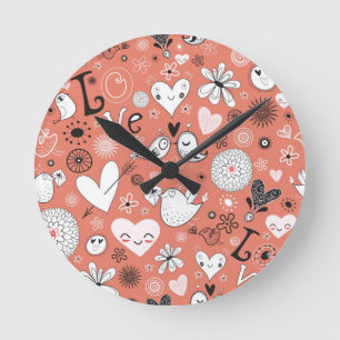 Liebe-Vogel-Muster Runde Wanduhr