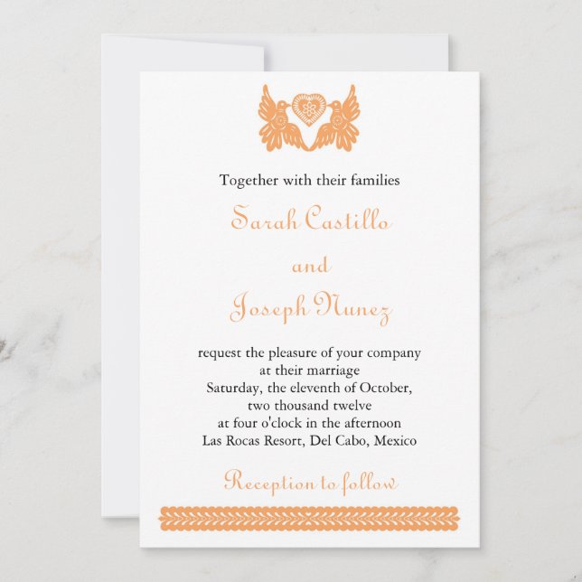 Liebe-Vögel Papel Picado Hochzeits-Einladung Einladung (Vorderseite)